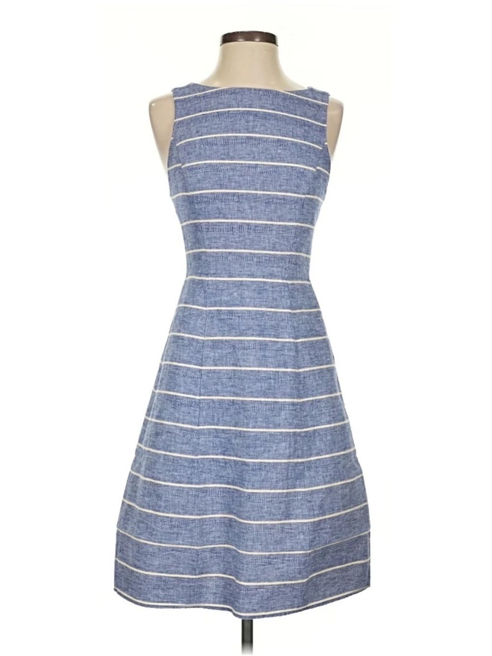 Alice & Olivia Blue & White Linen A-line Dress Women's Size 4 - Picture 9 of 9